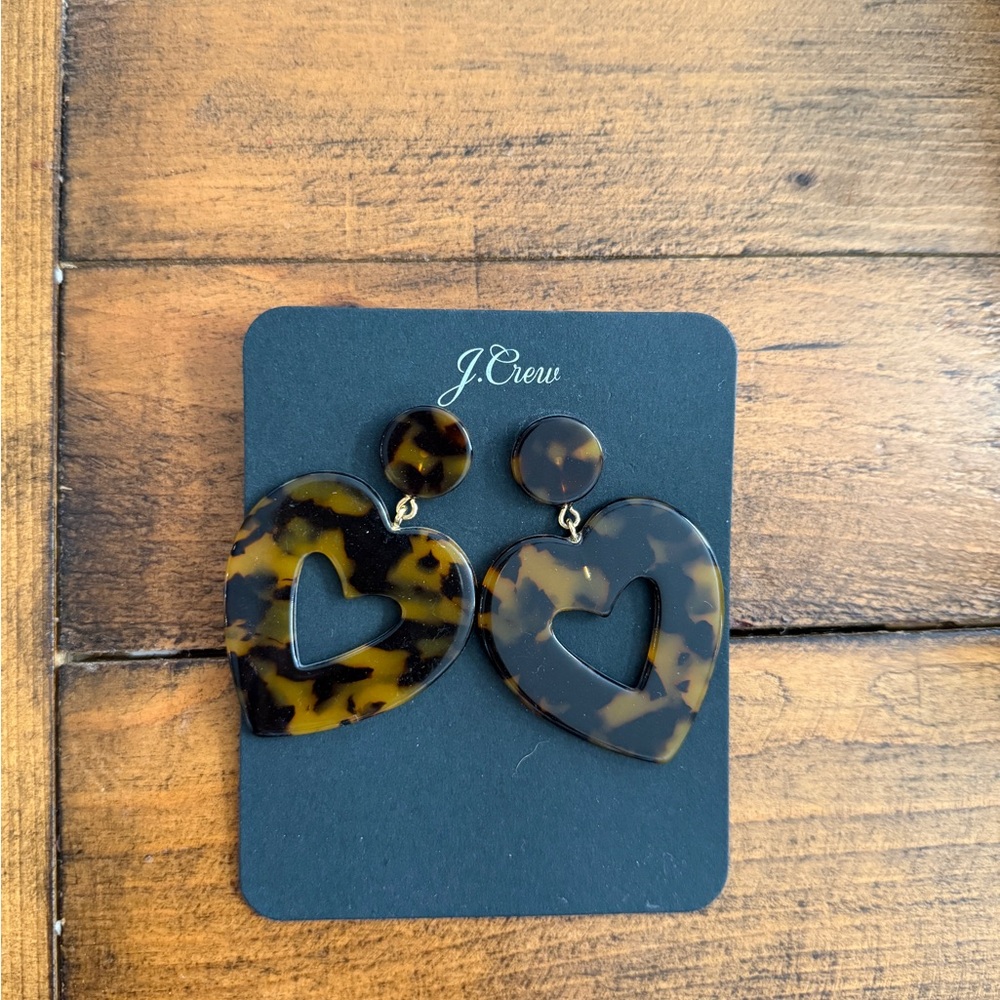 J.Crew Tortoise Heart Earrings